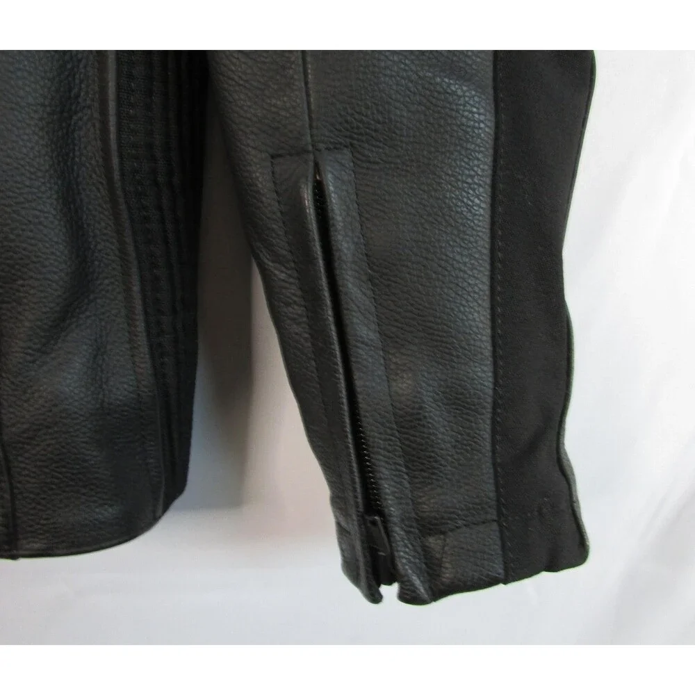 Triumph Leather Motorcycle Jacket Mens Medium Black Insulated Padded Lined - Picture 11 of 16